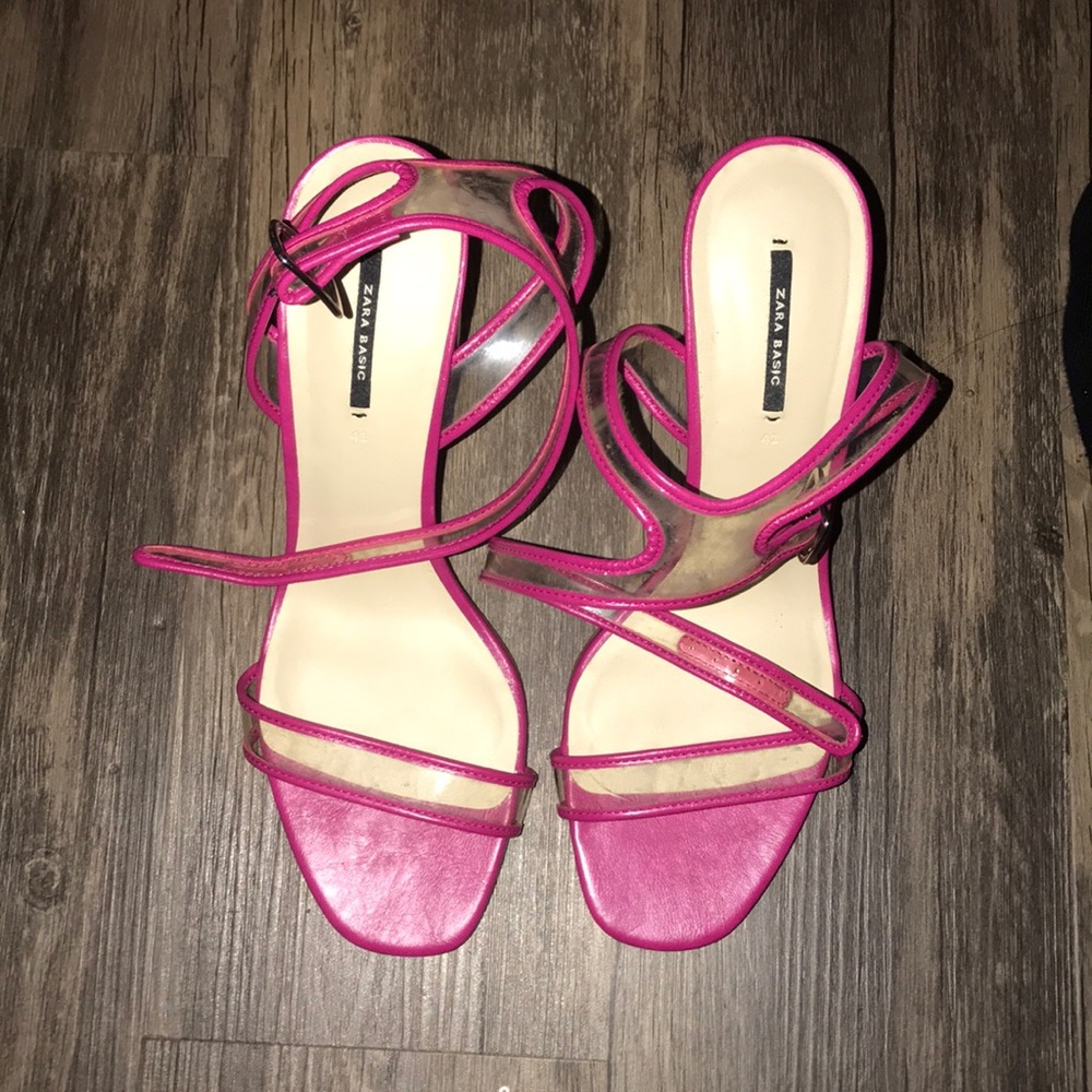 Pink Plastic Block Heels